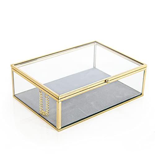 Logbuch-Verlag edle Schmuckschatulle Glas Schatulle Geschenk aus Glas & Metall gold transparent Glasbox Ringbox Hochzeit 15 x 11 x 6 cm von Logbuch-Verlag