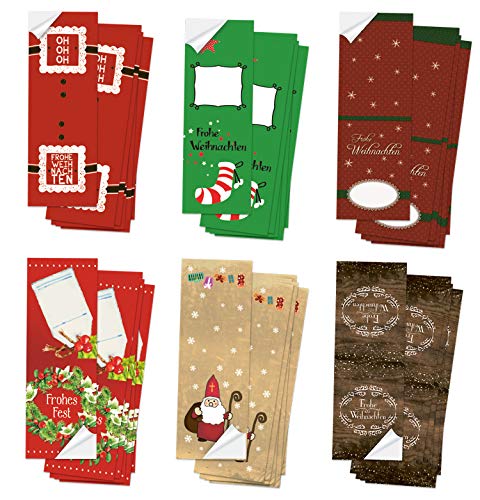 Logbuch-Verlag großes Weihnachtsaufkleber Set - 6 x 10 bunte Sticker 5 x 14,8 cm - weihnachtliche Geschenkaufkleber zum Beschriften rot grün gold braun von Logbuch-Verlag