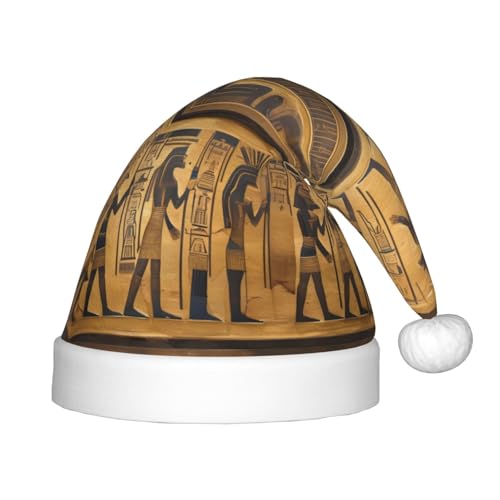 Logdgnk Ägyptische Hieroglyphen Druck, Outdoor-Weihnachtszubehör für Unisex, Weihnachtsmannmützen zum Basteln, Partys und Weihnachtsmann-Mütze von Logdgnk