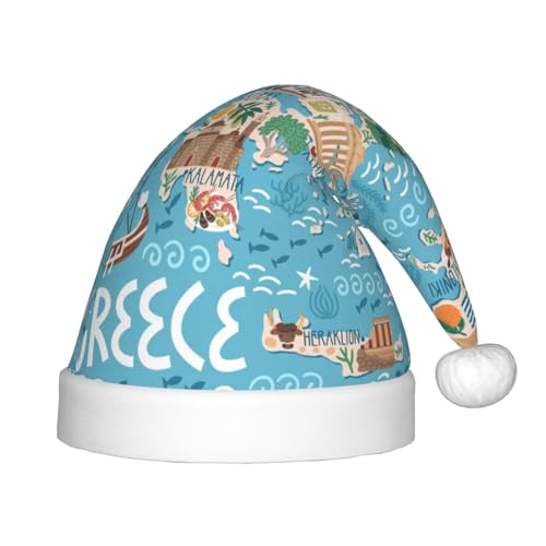 Logdgnk Greece Map Print Outdoor Xmas Accessory For Unisex Santa Hats For Crafts,Parties And Santa Beanie von Logdgnk