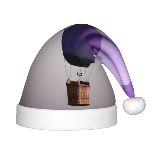 Logdgnk Lavendel-Heißluftballon-Druck, Outdoor-Weihnachtszubehör für Unisex, Weihnachtsmannmützen zum Basteln, Partys und Weihnachtsmann-Mütze von Logdgnk