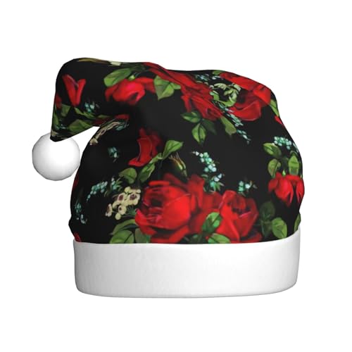 Logdgnk Schöne Rose Geschenk Druck Festliche Elfenmütze Weihnachtsmütze Beanie Damen Erwachsene Urlaub Weihnachtsmann Kostüm 40 cm von Logdgnk