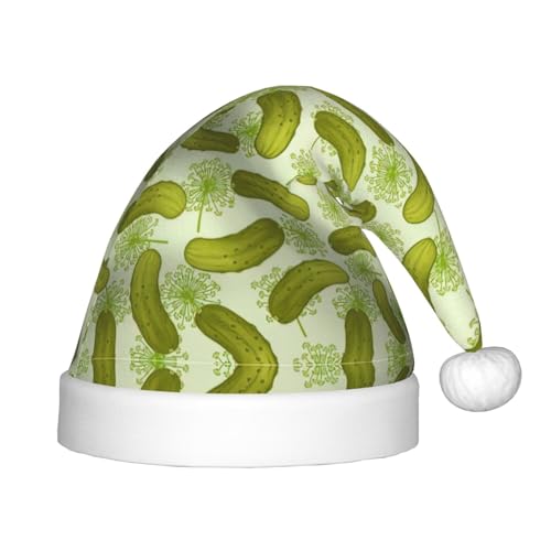 Logdgnk Sushi-Dill-Essiggurken-Druck, Outdoor-Weihnachtszubehör für Unisex, Weihnachtsmannmützen zum Basteln, Partys und Weihnachtsmann-Mütze von Logdgnk