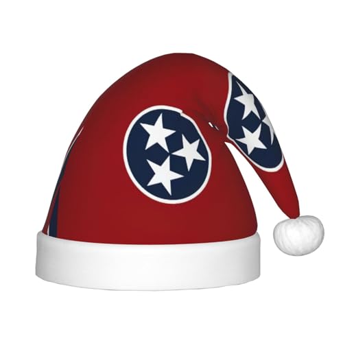 Logdgnk Tennessee Staatsflaggen-Druck, Outdoor-Weihnachtszubehör für Unisex, Weihnachtsmannmützen zum Basteln, Partys und Weihnachtsmann-Mütze von Logdgnk