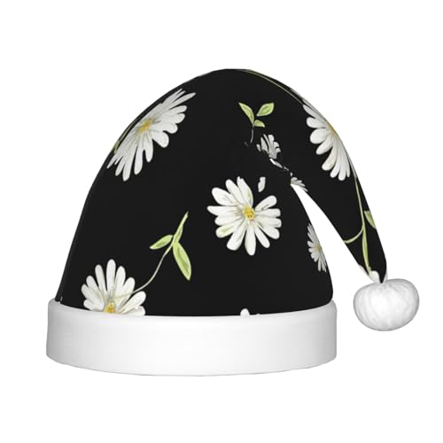 Logdgnk Weihnachtsaccessoire mit Gänseblümchen-Aufdruck, unisex, Weihnachtsmannmützen zum Basteln, Partys und Weihnachtsmann-Mütze von Logdgnk