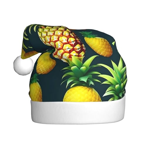 Logdgnk Weihnachtsmütze mit tropischen Früchten, Ananas-Druck, festliche Elfenmütze, Beanie, Damen, Erwachsene, Urlaub, Weihnachtsmann-Kostüm, 40 cm von Logdgnk