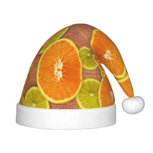 Weihnachtsaccessoire mit Zitronen- und Orangen-Druck, Unisex, Weihnachtsmannmützen zum Basteln, Partys und Weihnachtsmann-Mütze von Logdgnk