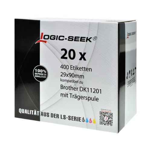 Logic-Seek 20x Adressetiketten kompatibel für Brother DK11201 - je 400 Stück - 29mm x 90mm P-Touch QL-1050 1060N 500 550 560 570 580 700 500 A BS BW 560 VP YX 580N 650TD 710W 720NW - Weiss von Logic-Seek