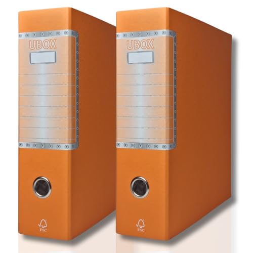 LogicaShop UBOX Ringordner A4, Rücken 8, ohne Hülle (Orange, 2 Stück) von LogicaShop