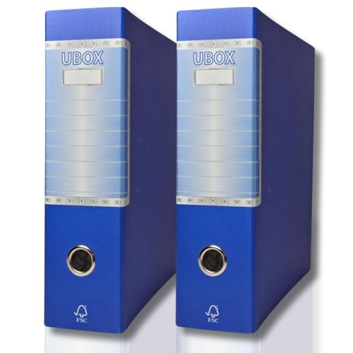 LogicaShop UBOX Ringordner A4 - Format Protokoll Rücken 8, ohne Hülle (Blau, 2 Stück) von LogicaShop