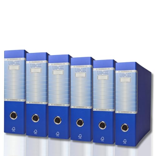 LogicaShop UBOX Ringordner A4 - Format Protokoll Rücken 8, ohne Hülle (Blau, 6 Stück) von LogicaShop