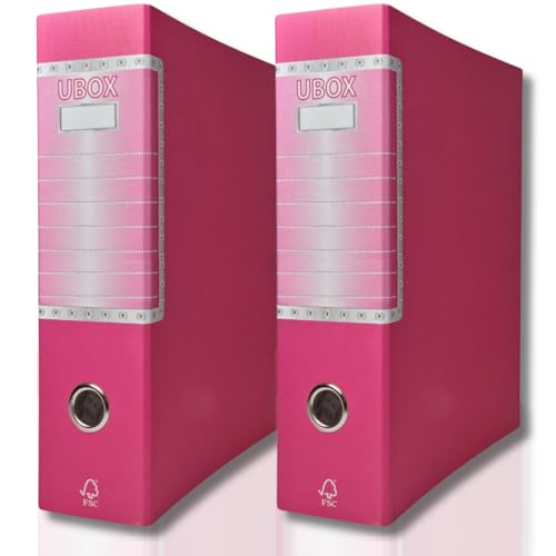 LogicaShop UBOX Ringordner A4 - Format Protokoll Rücken 8, ohne Hülle (Fuchsia, 2 Stück) von LogicaShop