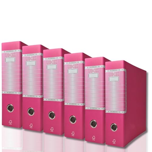 LogicaShop UBOX Ringordner A4 - Format Protokoll Rücken 8, ohne Hülle (Fuchsia, 6 Stück) von LogicaShop