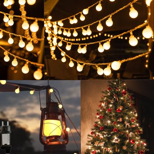 Loiina Kugel Lichterkette,20M 200LED mit 8 Leuchtmodis，mit Timer,mit Stecker Lichterkette Kugel IP44 Wasserdich für Party Deko Weihnachten, Party Hochzeit, Warmweiß von Loiina