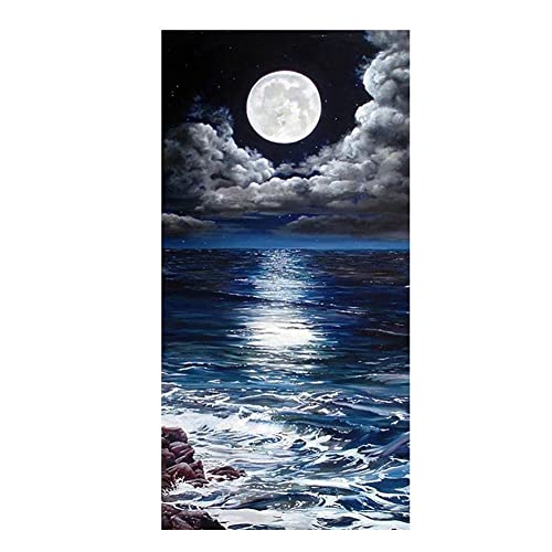 5D Diamond Painting Kits for Adults, Round drill Mond Meer 50x150cm DIY Diamant Painting Bilder Full Drill Embroidery Pictures Arts Paint by Number Kits Diamond Painting for Home Wall Decor (20x60in) von Lojinny