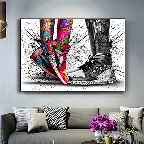 Lojinny 5D Diamond Painting Kits for Adults, Paar Graffiti Turnschuhe 60x80cm DIY Diamant Painting Bilder Full Drill Embroidery Pictures Arts by Number Kits Diamond Painting Kits for Home Wall Decor von Lojinny