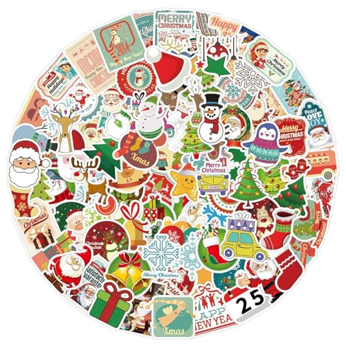 100-Piece Christmas Sticker Set, Festive Stickers for Diaries, Christmas Luggage Stickers, Skateboard Christmas Stickers, Crafting Stickers for Christmas, Christmas Sticker Pack for Laptop Bottle von Lokaquk