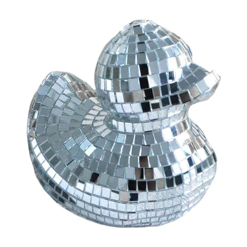 Disco-Ornamente, Disco-Kugel-Kuchenaufsatz, entenförmiger Kuchenaufsatz, verspiegelte Glas-Kuchenaufsätze, Feiertags-Kuchendekoration, kreative Schreibtischdekoration für Hochzeiten, Feiertage, Themen von Lokaquk