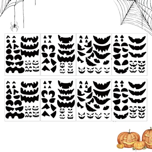 Halloween Pumpkin Stickers | 8 Sheets of Jack O' Lantern Stickers & Cute Decor | Craft Your Own Decals Kit for Halloween Party Decoration | Fun & Funny Stickers for Kids & Adults von Lokaquk