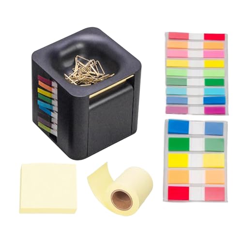 Lokaquk 4-in-1 Memo Holder Note Box, Cube Sticky Note Holder, Pop-up Note Dispenser - Versatile Paper Notepad Organizer with Colorful Index Stickers for Easy Access and Organization von Lokaquk