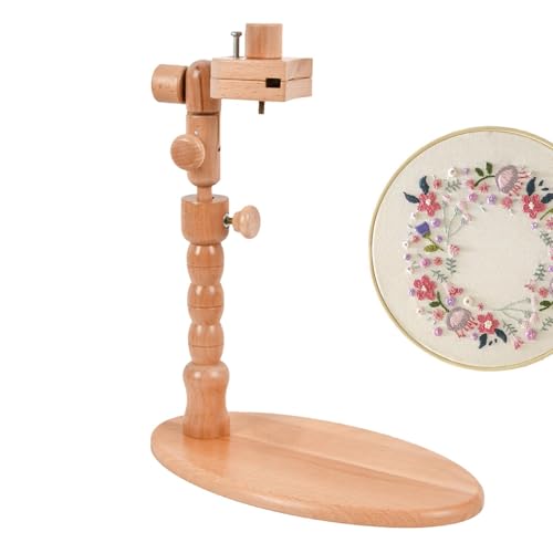 Lokaquk Embroidery Hoop Holder, Wooden Embroidery Frame Stand, Needlepoint Supplies Rack, Embroidery Hoop Rack, Rotated Needlework Stand, Desk Clamp for Embroidery, Crafting Hoop Holder von Lokaquk