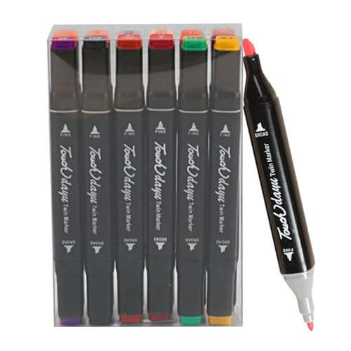 Lokaquk Schnelltrocknende Tintenstifte | Spitzmarker für Studenten | Vielseitiges Marker-Set Permanente Tinte Zeichenstifte Schule Kunstbedarf Marker für Bullet Journals Smooth Writing Marker von Lokaquk