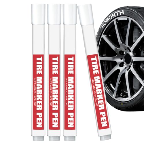 Lokaquk Tire Paint Marker,Automotive Tire Paint Marker - 4X White Marking Pens for Car Customization - Oil-Based Tire Painting Tools for Stylish Automotive Lettering von Lokaquk