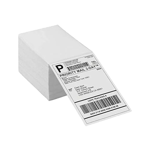 Lokaquk Versandetikettenpapier, Thermodirekt-Versandetiketten - Thermoetiketten falten - 500 Etiketten pro Stapel, gefaltetes perforiertes Druckerpapier, starke Klebrigkeit für Porto-Barcodes von Lokaquk