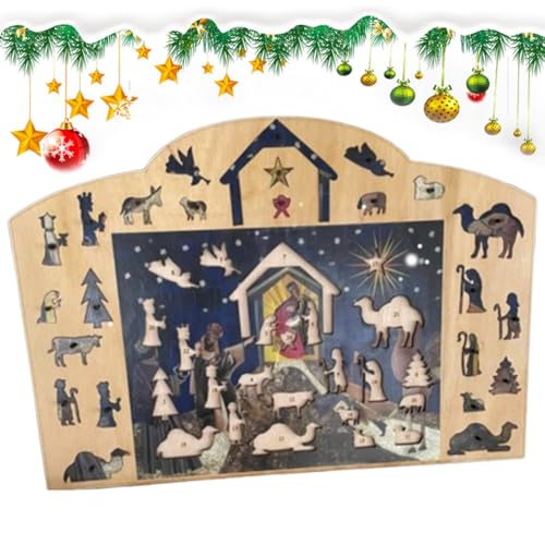 Lokaquk Weihnachts-Countdown-Puzzle | Holz Adventskalender Puzzle | Krippenpuzzle Weihnachtskalender, Adventskalender mit Krippenpuzzle, Krippenpuzzle Adventspuzzle für Familien von Lokaquk