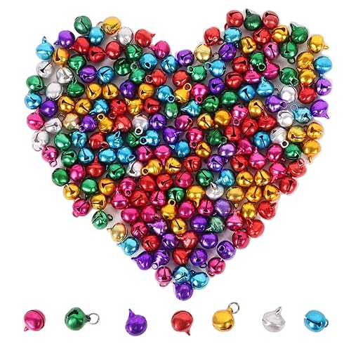 Lollanda 200 Pcs Glöckchen Bunt, Glöckchen zum Basteln, Metallglöckchen Bunt für Handwerk, Schmuck, Festival Dekoration, Haustier Glocken-Kleine Schellen Glöckchen 10mm von Lollanda