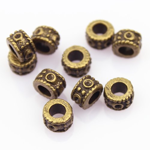 LolliBeads (TM) DIY Jewelry Making Antique Brass Bronze Vintage Style Round Bead Spacer with Large Hole (30 Pcs) by LolliBeads von LolliBeads