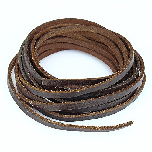 LolliBeads (TM) echtes Lederband , Leder, Flat Dark Brown_5mm_2M, 5mm 2yard von LolliBeads