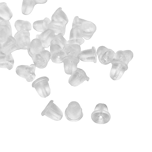 100 Stück Sicherheitsverschluss für Ohrstecker oder Ohrringe, Kunststoff, transparent von Lolydol