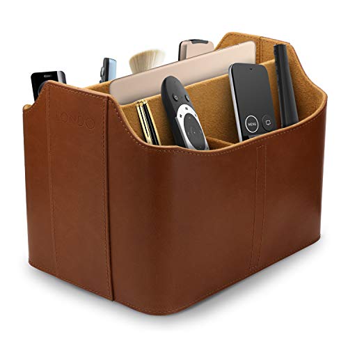 Londo Leder Fernbedienung Organizer und Halter mit Tablet Fach, Fernbedienungshalter - Multifunktion Aufbewahrung von Londo