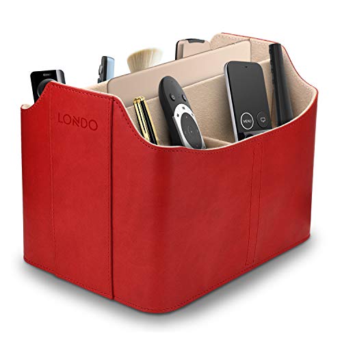 Londo Leder Fernbedienung Organizer und Halter mit Tablet Fach, Fernbedienungshalter - Multifunktion Aufbewahrung von Londo