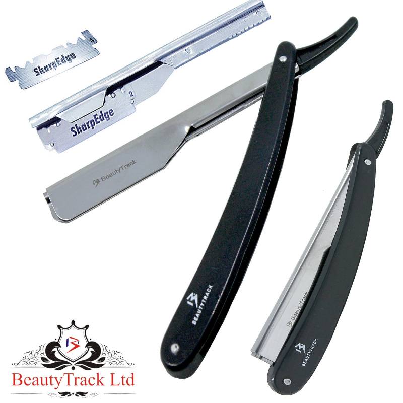 Rasierer - Black Barber Rasiermesser Mit Geradem Schnitt Und 10 Klingen Geschenkset von Londonbeautyshop