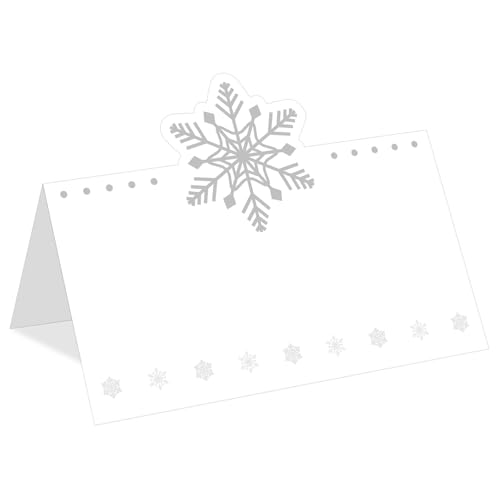 120 Stück Winter-Weihnachts-Tischkarten, gestanzte Schneeflocken, gefaltete Papierzeltkarten, Urlaubssitzkarten, Namenskarte für Weihnachten, Winterwunderland, Hochzeit, Party, Dekoration, von Lonfliness