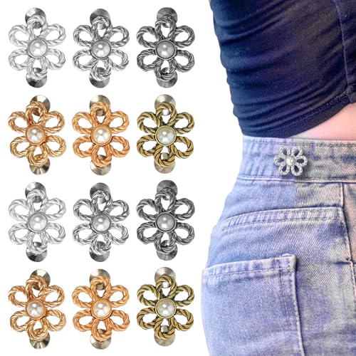 12 Stück Jeans Knopf Knöpfe Hosen Enger Machen Blumen Hosenknöpfe für Jeans Jeansknöpfe Hosenbund Enger Machen Hosenknopf Jeans Knöpfe Ohne Nähen Hosenknopf zum Enger Machen Knopf Hose Enger Machen von LongHoneySong