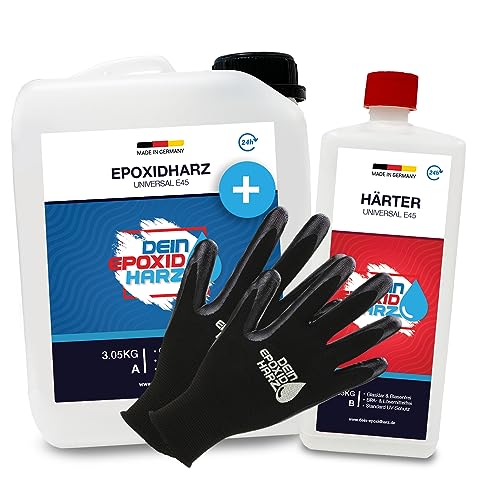 Epoxidharz mit Härter | 6kg GfK set | Profi Qualität glasklar & geruchsarm | Gießharz für Holz + Schutzhandschuhe von Longfair