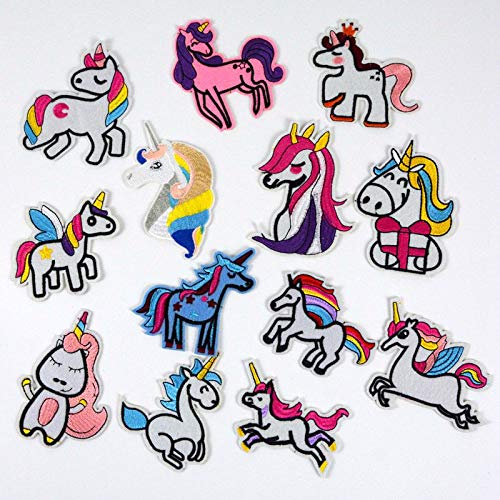 Aufnäher Einhorn Bügelbild Patches zum Aufbügeln 13 Stück Der Panzerzug für Jacken Hut Kleidung Taschen Dekoration Longsing bdt von Longsing