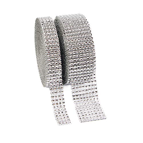 Longsing Diamant Band,Diamant Mesh Acryl Diamond Mesh Wrap für Geburtstag Dekorationen Baby Shower Events (Silber) von Longsing