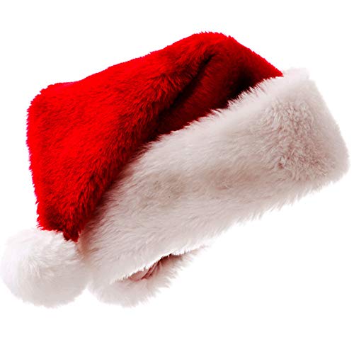 Longsing Weihnachtsmütze Santa Hat Nikolaus Mütze Rote Santa Mütze Samtstoff Unisex Xmas SDM von Longsing