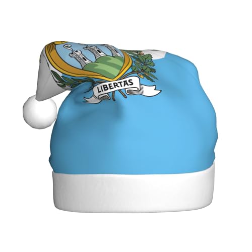 Longzehao Dekorative Weihnachtsmütze für Erwachsene, Plüsch-Flagge von San Marino, Uni, Weihnachtsmannmütze für Weihnachtszubehör Longzehao Dekorative Weihnachtsmütze für Erwachsene, Plüsch-Flagge von San Marino, Uni, Weihnachtsmannmütze für Weihnachtszubehör von Longzehao