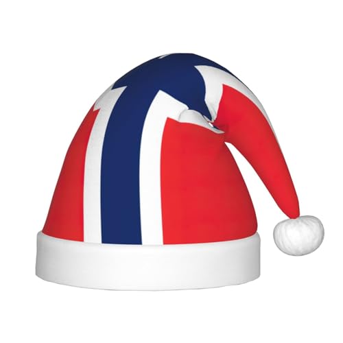 Longzehao Weihnachtsmütze mit norwegischer Flagge, für Kinder mit Plüschfell, Weihnachtsmützen für Neujahrsparty von Longzehao