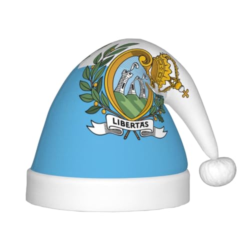 Longzehao Weihnachtsmützen mit Flagge von San Marino für Kinder mit Plüschfell, Weihnachtsmützen für Neujahrsparty von Longzehao