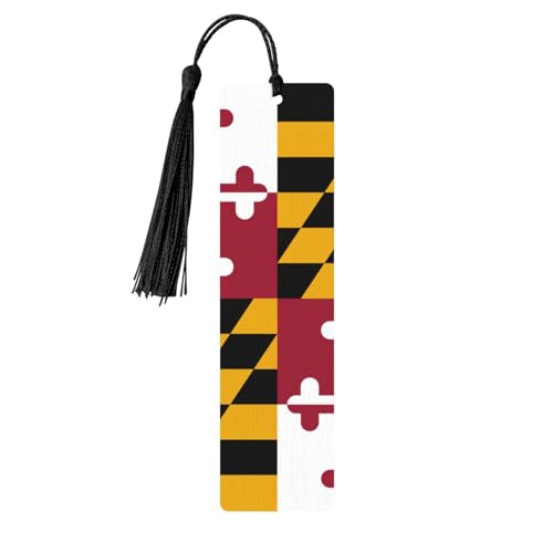 Maryland Staatsflagge Druck Holz Lesezeichen mit bunten Quasten, Holz dünne hängende Etiketten Quaste Buchplatten. von Longzehao