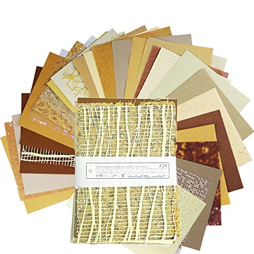 3 x Motivblock 30 Papier Scrapbooking, DIY Handgeschöpftes Deko-Papier für Journaling Zubehör, Dekoratives Bastelpapier, Collage, Kugel, Junk-Journal, Planer (Gold -8,27 Zoll x 5,91 Zoll) von Longzhuo