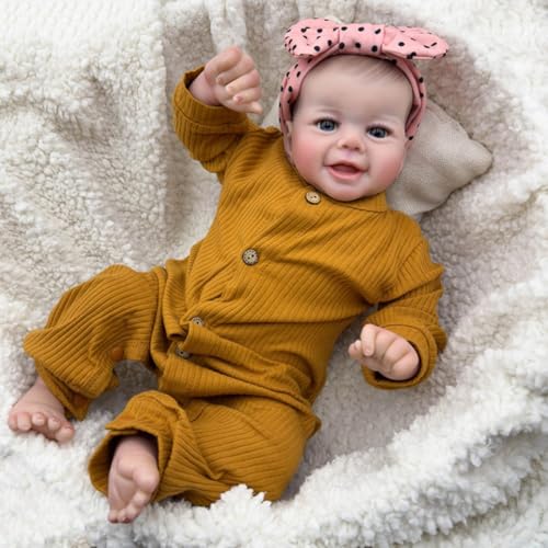 Lonian Reborn Puppen - 19 Zoll Soft Body Lifelike-Newborn Baby Puppen Lächelnde Puppen mit Kleidung und Spielzeug Zubehör für Kinder ab 3 Jahren von Lonian