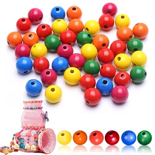 Bunte Holzperlen Set Holzperlen für Herstellung Kinder Armbaender Anhaenger Perlen Basteln (12mm-400pcs) von Lonimia