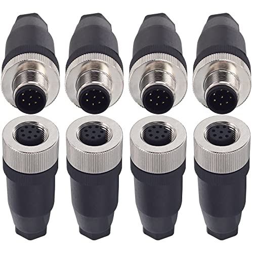 Lonlonty 4 Sets Stecker M12 8 Pin männlich weiblich Aktor Luftfahrt Stecker Stecker M12 8-polig IP67 Wasserdicht von Lonlonty